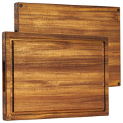 Large Cutting Board Wood Acacia - 20x15x1.6inches Thick Wooden Cutting Boards for Kitchen with Juice Groove - Wooden Chopping Boards for Kitchen Housewarming Gift Box, Natural Oil Wax Finish