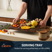 American Dark Walnut Cutting Board Wood Large Square 14x14 inch, Linseed Oil Bee&Carnauba Wax Finish - Wooden Cutting Boards for Kitchen - End Grain Cutting Board - Butcher Block Cutting Board - Housewarming Gifts