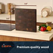 American Dark Walnut Cutting Board Wood Large Square 14x14 inch, Linseed Oil Bee&Carnauba Wax Finish - Wooden Cutting Boards for Kitchen - End Grain Cutting Board - Butcher Block Cutting Board - Housewarming Gifts