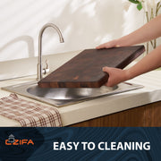 American Dark Walnut Cutting Board Wood Large Square 14x14 inch, Linseed Oil Bee&Carnauba Wax Finish - Wooden Cutting Boards for Kitchen - End Grain Cutting Board - Butcher Block Cutting Board - Housewarming Gifts