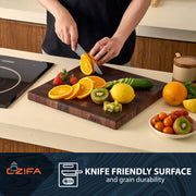 American Dark Walnut Cutting Board Wood Large Square 14x14 inch, Linseed Oil Bee&Carnauba Wax Finish - Wooden Cutting Boards for Kitchen - End Grain Cutting Board - Butcher Block Cutting Board - Housewarming Gifts