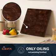 American Dark Walnut Cutting Board Wood Large Square 14x14 inch, Linseed Oil Bee&Carnauba Wax Finish - Wooden Cutting Boards for Kitchen - End Grain Cutting Board - Butcher Block Cutting Board - Housewarming Gifts