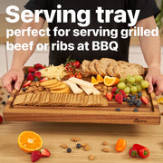 Large Cutting Board Wood Acacia - 20x15x1.6inches Thick Wooden Cutting Boards for Kitchen with Juice Groove - Wooden Chopping Boards for Kitchen Housewarming Gift Box, Natural Oil Wax Finish