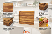Large Cutting Board Wood Acacia - 20x15x1.6inches Thick Wooden Cutting Boards for Kitchen with Juice Groove - Wooden Chopping Boards for Kitchen Housewarming Gift Box, Natural Oil Wax Finish