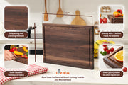 American Dark Walnut Cutting Board Wood Large 17x12x1inch, Linseed Oil Bee&Carnauba Wax Finish - Thick Wooden Cutting Boards for Kitchen with Juice Groove - Wooden Chopping Boards for Kitchen - Housewarming Gifts